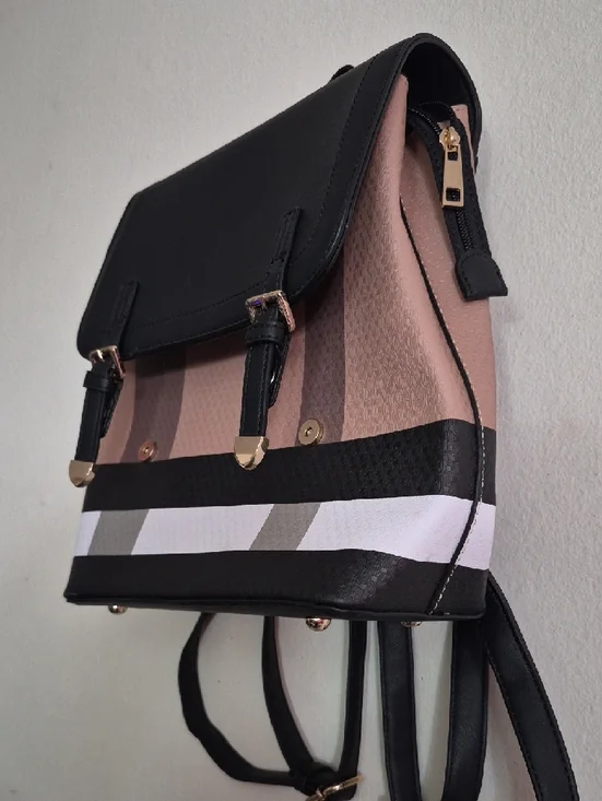 Women's Colorblock Backpack in Black and Blush - Picture 12 of 12